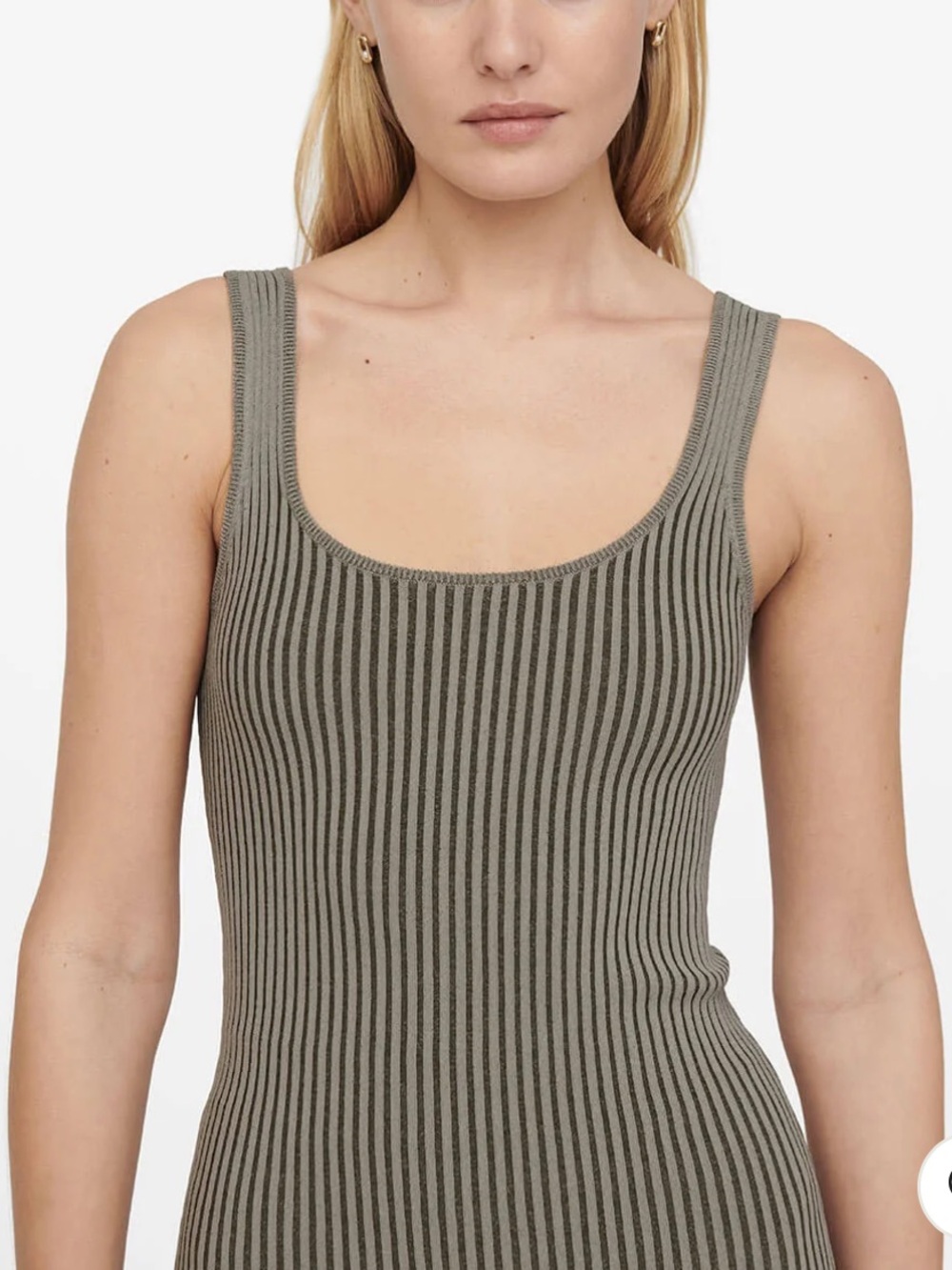 Anine Bing Josie Ribbed Tank Top — Olive